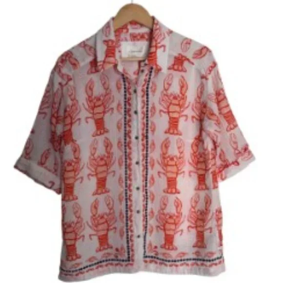 Anthropologie Lobster Essential Gauzy Shirt Small - Picture 3 of 6